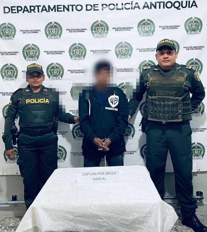 Él es alias Felo, capturado por orden judicial en Donmatías. FOTO: CORTESÍA POLIANTIOQUIA