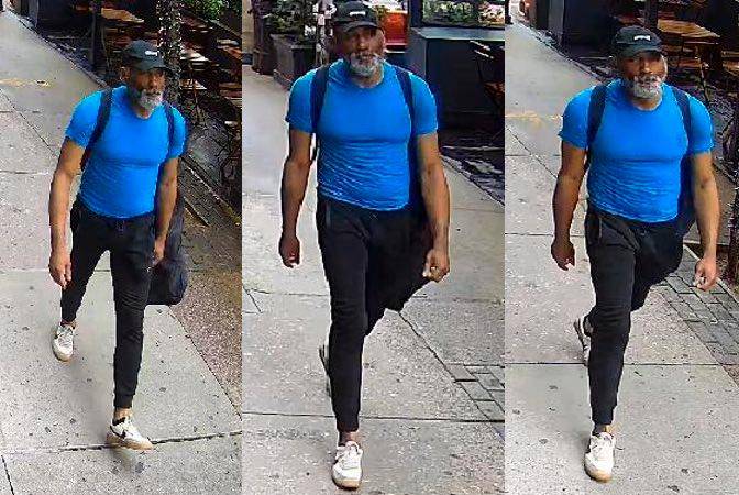Las autoridades publicaron la foto del presunto atacante. Es un hombre de barba, con una gorra de béisbol, una camiseta azul y pantalones negros. / FOTO: POLICÍA DE NUEVA YORK