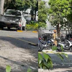 Así quedó el comando de Policía Antioquia tras la explosión. FOTO: CORTESÍA