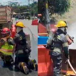 La vía estuvo cerrada durante varias horas mientras atendían la emergencia. FOTOS: BOMBEROS LA ESTRELLA Y EPM