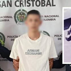 Jhon Édison Chavarría Bueno, alias La Liendra durante la captura. FOTOS: POLICÍA METROPOLITANA Y CORTESÍA