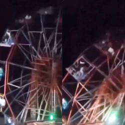 Este fue el momento en el que la estructura se desplomó. FOTO: CAPTURA DE VIDEO X @RAMESHOFFICIAL0