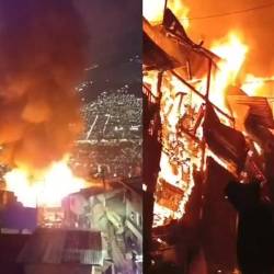 Incendio en el barrio Carpinelo, comuna 1 (Popular). FOTOS: CAPTURA DE VIDEO TOMADAS DE TELEANTIOQUIA