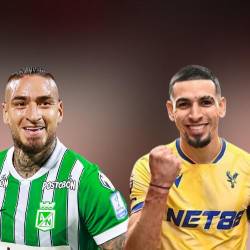 Jhon Jáder Durán (izq.), Cristian ‘Chicho’ Arango (centro) y Daniel Muñoz (der.). FOTOS: INSTAGRAM SLBENFICA - DANIEL.CHITIVA Y MANUEL SALDARRIAGA