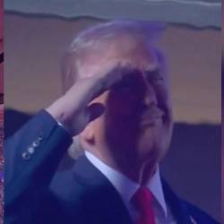A Donald Trump se le vio haciendo un saludo militar mientras lo abucheaban. FOTOS: @DANIMAYAKOVSKY