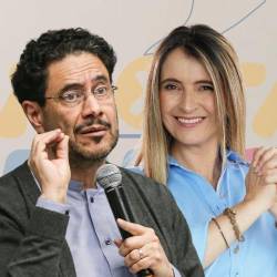 De izq. a der.: Iván Cepeda, Paloma Valencia, Sergio Fajardo, Abelardo de la Espriella y Claudia López. FOTOS: COLPRENSA Y X @sergio_fajardo