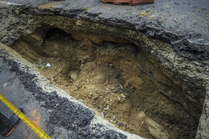 Detalle de la magnitud del hueco en Las Palmas. /FOTO: CAMILO SUÁREZ