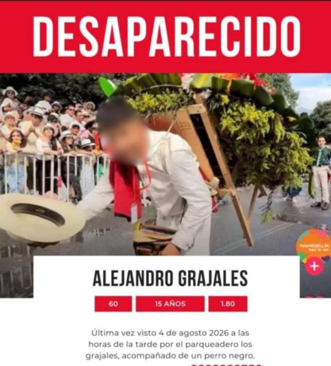 Con este cartel buscaban a Alejandro. FOTO: CORTESÍA