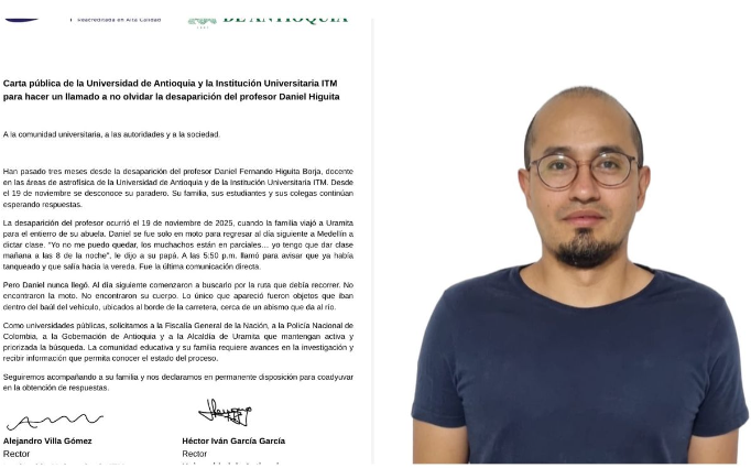 Universidad públicas pidieron seguir con la búsqueda. FOTO: REDES SOCIALES 