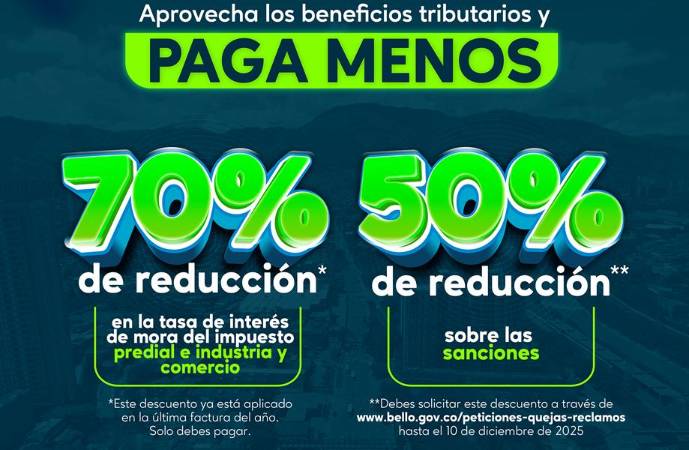 Alivios tributarios Bello. FOTO: ALCALDÍA DE BELLO