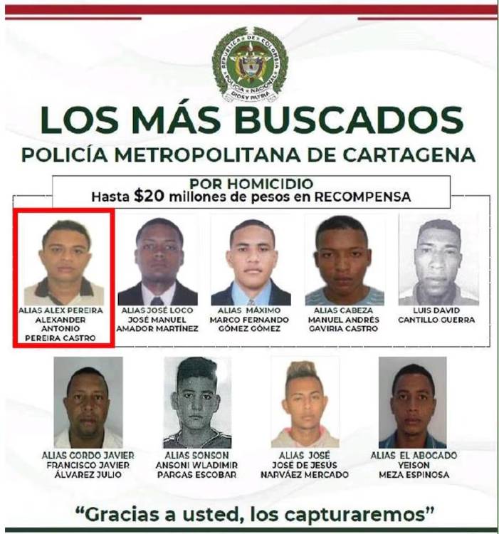 Este es el cartel donde las autoridades de Cartagena mostraban su rostro. FOTO: POLICÍA