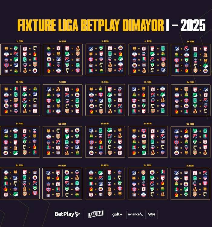 Estas son las fecha de la primera parte del torneo. /FOTO: DIMAYOR