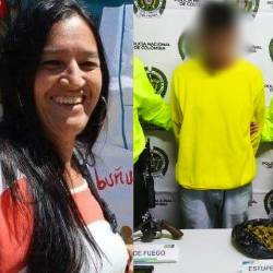 Captura de alias Cumbamba e incautación de arma utilizada en el homicidio de lideresa social en Andes (izq.). FOTO: POLICÍA ANTIOQUIA