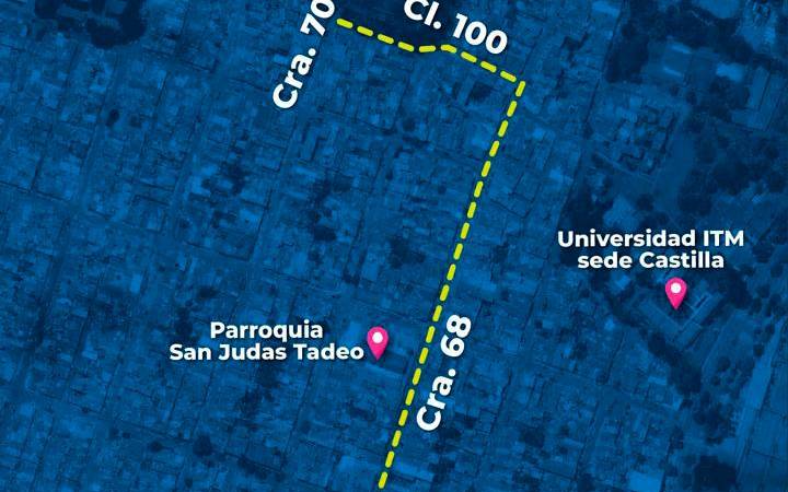 Mapa de los cierres viales en Castilla por Carnaval Neón y Carnaval Navideño. /FOTO: CORTESÍA ALCALDÍA 