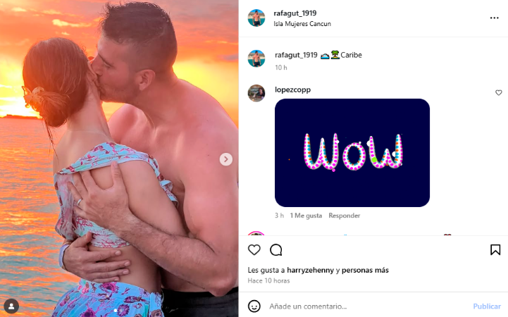 Rafael Gutiérrez presumiendo a su actual esposa. 