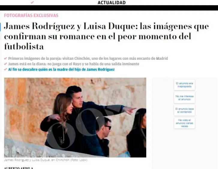 Prensa española fotografió a la pareja en diciembre. /FOTO: CAPTURA DE PANTALLA