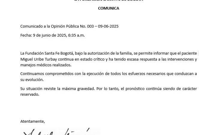 Comunicado Fundación Santa Fe de Bogotá.