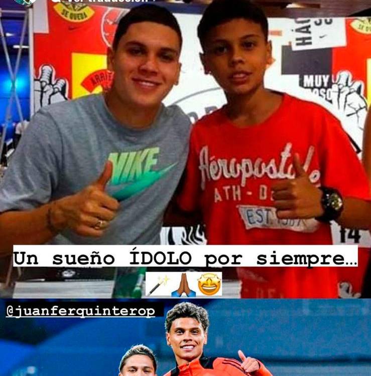 “Ídolo por siempre”: Richard Ríos compartió emotiva foto del antes y después con Juanfer Quintero