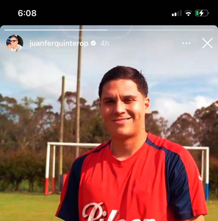 Juan Fernando Quintero. /FOTO: ESTADO DE INSTAGRAM.