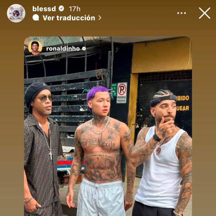 EN VIDEO: Ronaldinho parchó con Blessd y Maluma en Barrio Antioquia