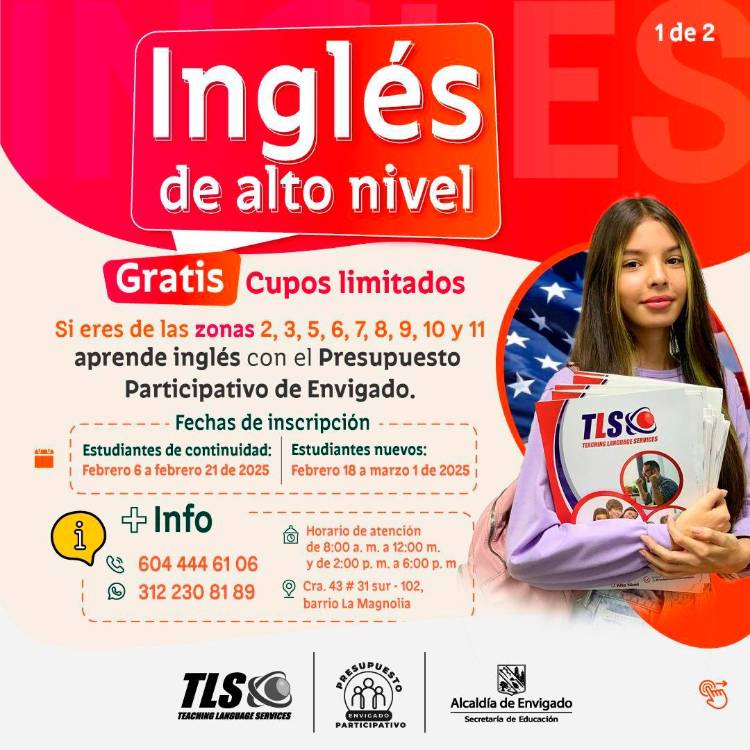 $!¿Quiere estudiar inglés gratis en Envigado? Conozca los requisitos
