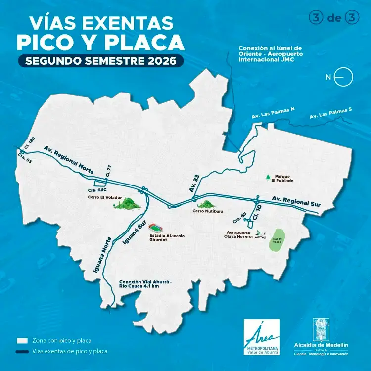 Mapas de vías exentas. DISEÑO: ALCALDÍA DE MEDELLÍN