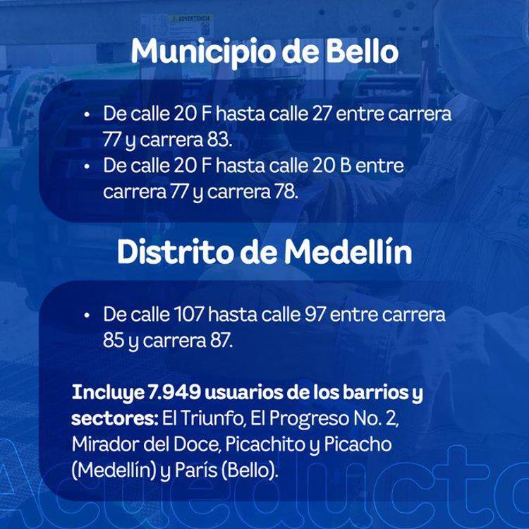 ¡Ojo! Cortes de agua nocturnos desde este miércoles en Medellín y Bello