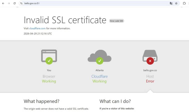Así se ve la página al ingresar. FOTO: CAPTURA DE PANTALLA