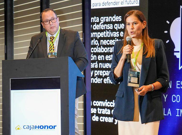 A la izquierda: viceministro para la Estrategia y Planeación, Luis Edmundo Suárez Soto. A la derecha: Ana Catalina Cano, viceministra de Veteranos y del GSED. FOTOS: EL COLOMBIANO.