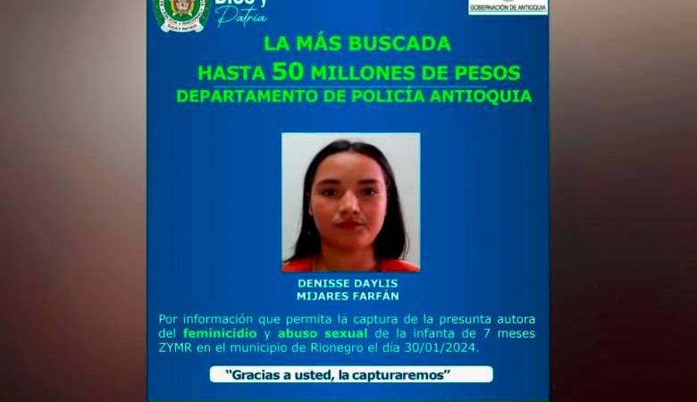 Denisse Daylis era una de las más buscadas por el Departamento de Policía Antioquia. /FOTO: CORTESÍA