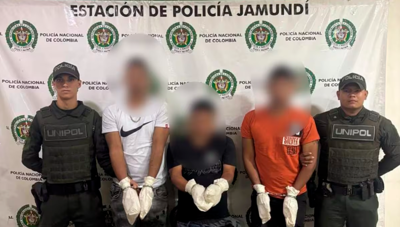 Tres hombres fueron capturados por la Policía tras la masacre ocurrida en Jamundí, Valle del Cauca. /FOTO: CORTESÍA
