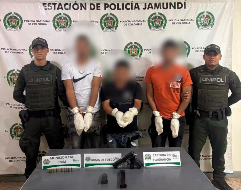 Tres hombres fueron capturados por la Policía tras la masacre ocurrida en Jamundí, Valle del Cauca. /FOTO: CORTESÍA