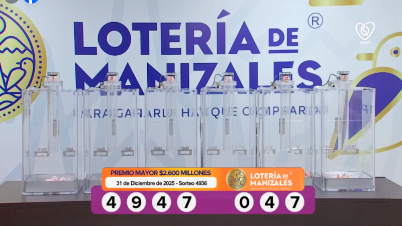 Resultados de la Lotería de Manizales. FOTO: FACEBOOK @loteriaMzles
