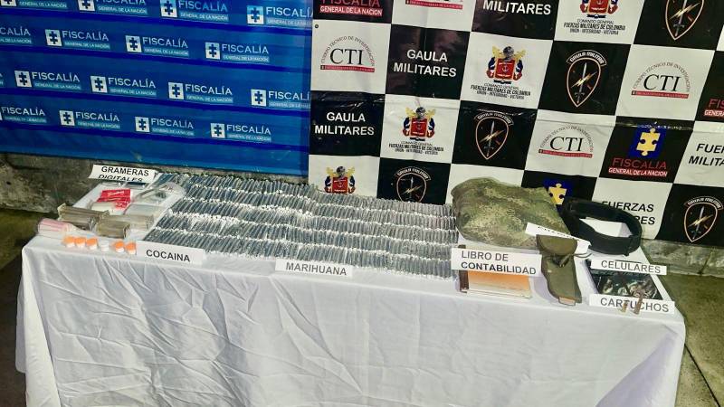 La droga y otros elementos incautados durante a captura de alias Tripa. FOTO: SÉPTIMA DIVISIÓN DEL EJÉRCITO