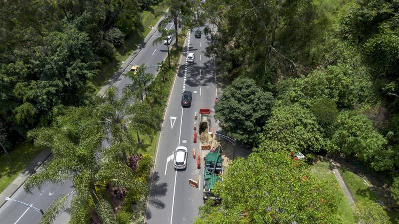 Fotografía aérea de la magnitud del hueco en Las Palmas. /FOTO: CAMILO SUÁREZ