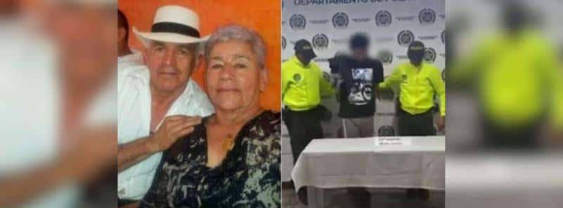 A la izquierda, los esposos Fidel de Jesús Rodríguez Bedoya y Elvira Rosa Tamayo de Rodríguez. A la derecha, alias Juanda tras su captura. /FOTOS: CORTESÍA Y CAPTURA DE VIDEO