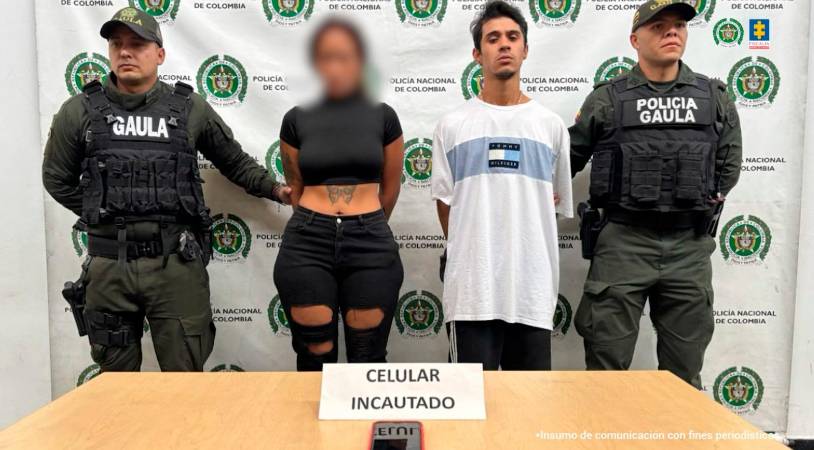 Diana Sofía Marín Vasco y Jéferson Esney Gil Puerta, tras ser capturados. /FOTO: CORTESÍA