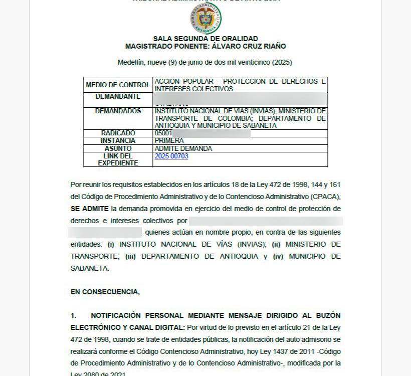 Admitida acción popular para intervención urgente a la loma San José, así como a la vía alterna. FOTO: @ELEFANTESCOL
