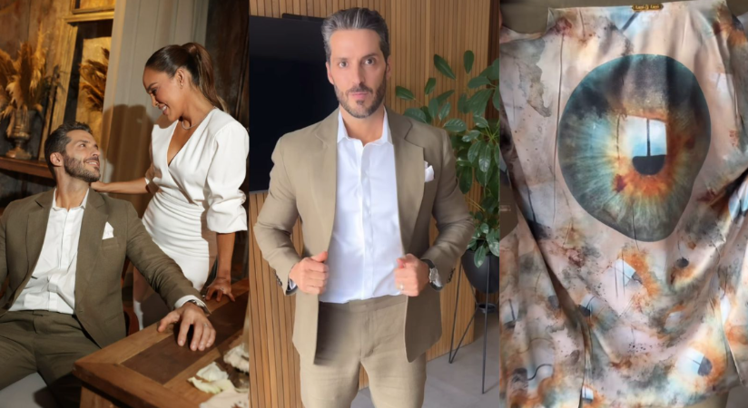 El traje del novio tenía el ojo de Sara estampado. 