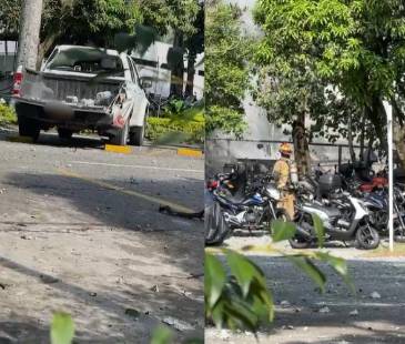 Así quedó el comando de Policía Antioquia tras la explosión. FOTO: CORTESÍA