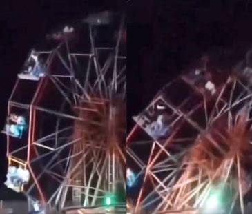 Este fue el momento en el que la estructura se desplomó. FOTO: CAPTURA DE VIDEO X @RAMESHOFFICIAL0