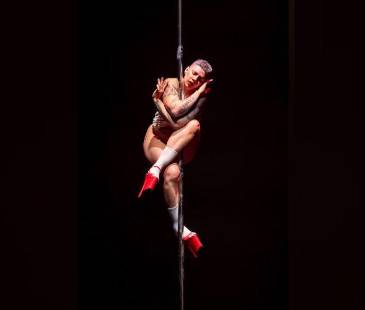 Sandra Suárez en Diosas 2025, su competencia de pole exotic. FOTO: CORTESÍA REGISTRO VERTICAL