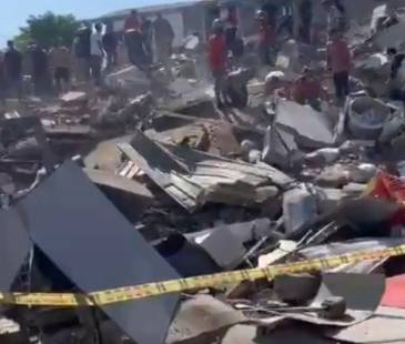 Colapso de edificio en Cali tras el terremoto. FOTO: REDES 