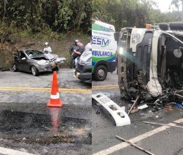 Los lesionados eran acompañantes del vehículo particular involucrado en el choque. FOTOS: CORTESÍA DENUNCIAS ANTIOQUIA
