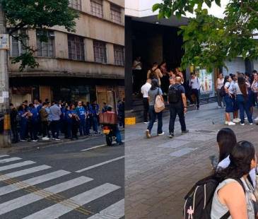 Evacuación en el centro de Medellín. FOTOS: JORGE PÉREZ