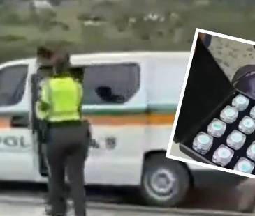 Algunas de las piedras que los uniformados le encontraron en un morral que llevaba. FOTOS: POLICÍA NACIONAL