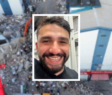 Él era Juan Felipe Giraldo. El terremoto le quitó la vida en Pereira. FOTOS: MANUEL SALDARRIAGA (FONDO) Y TOMADA DE DIARIORIENTE (DETALLE)