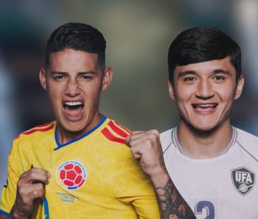 James Rodríguez (Izq.) y Abdukodir Khusanov (Der.). FOTOS: TOMADAS DE INSTAGRAM DE CADA JUGADOR