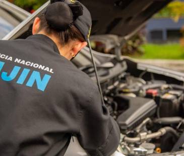 El procedimiento es realizado por un perito especializado en identificación de automotores. FOTO: POLICÍA NACIONAL- DIJÍN