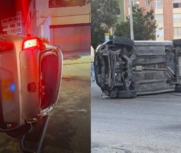 En medio de una persecución de la Policía, los sujetos perdieron el control y se volcaron. FOTO: POLICÍA BOGOTÁ